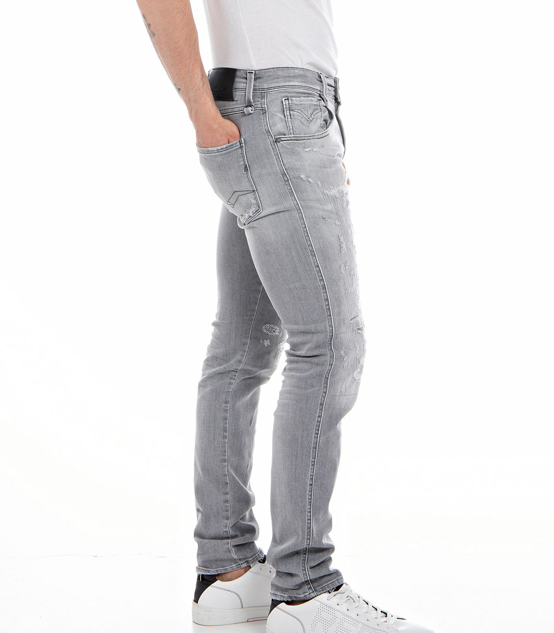 スリム ANBASS Aged Eco 20Yearパワーストレッチデニム 詳細画像 ライトグレー 3